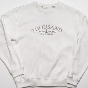 Pacific & Co White 1000 Islands Crewneck Knit Sweater - Unisex Size Medium NY